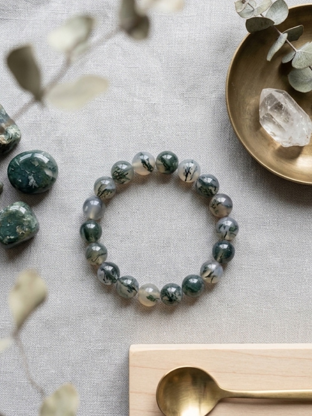 Grey Fire Agate Crystal Bracelet – 10mm Beads‎ | Natural Stones | Healing Energy